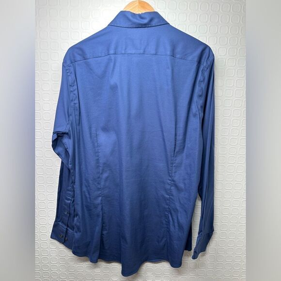 Bonobos Mens 17 35 Tailored Fit Stretch Long Sleeve Button Down Shirt Blue - Picture 5 of 8